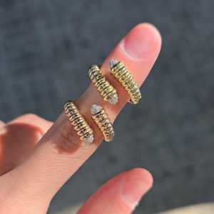 Textured Statement <b>Rings</b> Bypass Shank 14K 18K Solid <b>Gold</b> Lab Grown Diamond Luxury <b>Cocktail</b> Party Wear Jewelry Ribbed Cross <b>Rings</b> - Product Image 4