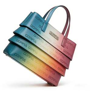 Women's Gradient Layered Tote <b>Bag</b> Embossed Letter PU Leather Handbag with Top Handle for Work Travel Daily Use - Product Image 3