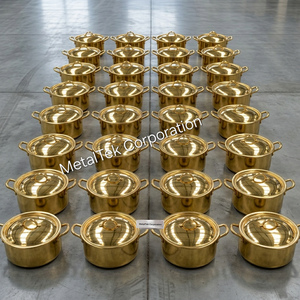 Olla de Acero Inoxidable Redonda, Chapada en Oro, de Lujo, para Calentar y Servir Alimentos, con Tapa, Utensilios de Cocina de Alta Calidad - Product Image 6