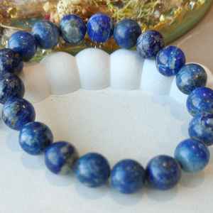 Pulsera de Piedras Preciosas de Lapislázuli Natural, Cuentas Redondas Talladas, Joyería Feng Shui de Buena Calidad - Product Image 2
