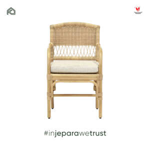Fauteuil de salle à manger en rotin moderne, chaise en rotin tissé naturel avec coussin, fabrication artisanale, confortable, durable, design scandinave, restaurant - Product Image 3