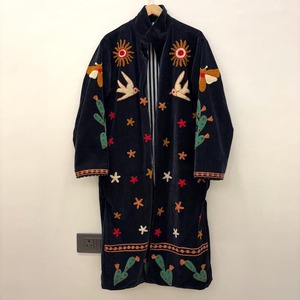 เสื้อคลุมกิโมโนกำมะหยี่ปักลายสีดำ งานแฮนด์เมด แจ็คเก็ตตัวยาวสไตล์โบโฮ เสื้อคลุมสำหรับออกงาน ใส่ในเทศกาล ฤดูร้อน ผ้าฝ้าย 100% - Product Image 2
