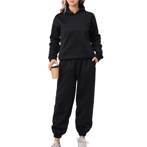 Ensemble de survêtement décontracté pour femme avec sweat à capuche zippé et pantalon large à taille élastiquée, deux pièces, tenue décontractée - Product Image 5