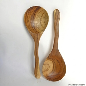 Modern Style 9.1-Inch Teak Wood round Rice Ladle Spoon for Home Kitchen Living Room Furniture Exclusive Coffee <b>Tables</b> Accessory - Product Image 1