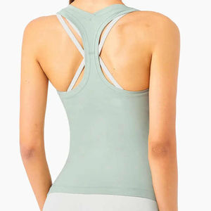 Camiseta sin mangas de cuello redondo de alta calidad para mujer, top sin costuras de secado rápido, precio al por mayor - Product Image 6