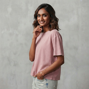 T-shirts décontractés pour femmes 100% haute qualité, coupe oversize, à manches courtes, effet délavé à l'acide - Product Image 3