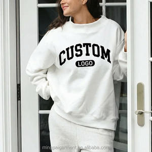 Womens Mock Neck Sweatshirt Slouchy Drop Shoulder Black Custom Varsity Graphic Pullover Fleece - Product Image 5
