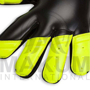 Full Finger Leather Goalkeeper Gloves Black With Neon Yellow Palm Non-Slip Sports Unisex All Seasons - Product Image 2