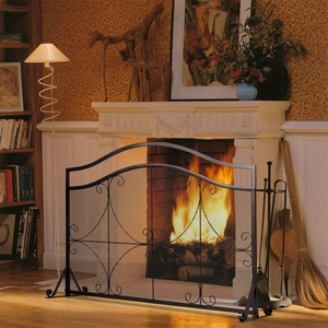 Protector de Chimenea Metálico con Arco Enrollado, Malla Fina Antichispas, con Marco de Acero Resistente, Protector de Hogar Independiente - Product Image 5