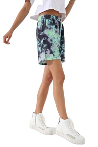 New Design Tie And Dye Style Print Eco Friendly Polyester Cotton Mid Waist Women Beach Shorts Light Wight Solid Colors - Product Image 5
