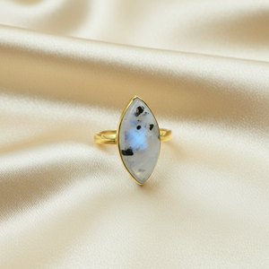 <b>Top</b> Quality Black Tourmaline Moonstone Ring 925 Sterling Silver <b>Rose</b> Gold Yellow Gold Plated Handmade Marquise Boho Ring for her - Product Image 4