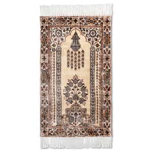 Elegante Alfombra de Oración Floral Beige Persa, Alfombra Islámica de Lujo para Mezquita, Sajjadah Musulmán, Tapete Decorativo para Adoración - Product Image 5
