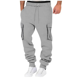 Workout Men's Casual Jogger <b>Trousers</b> <b>Elastic</b> <b>Waist</b> Mid Rise Breathable Quick-drying with Pocket Cotton OEM Pants Washed - Product Image 2