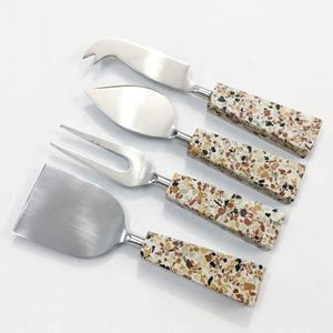 Épandeur à fromage plaqué argent avec manche rond en marbre et gravier, nouveau Design, qualité supérieure, couteau à beurre et trancheuse - Product Image 1