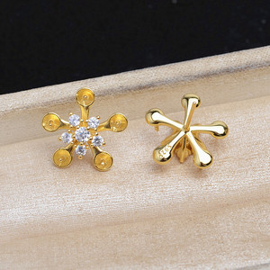 Argent 925, ensemble de 5 perles flocon de neige, perles DIY, anneau multi-perles 6-7,3 mm et pendentif pour boucles d'oreilles, accessoires de bijouterie 5756 - Product Image 4