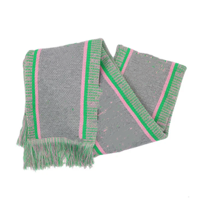 Écharpe en tricot jacquard gris AKA |   Broderie personnalisée longue rose et verte |   Ensemble d'écharpes d'hiver unisexes épaisses et chaudes Alpha Kapa Alpha Sorority - Product Image 4