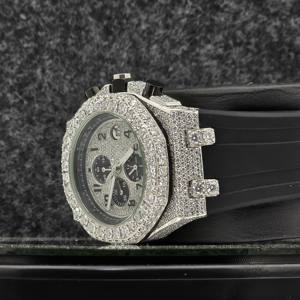 Reloj Cronógrafo de Lujo con Diamantes Moissanite VVS, Mecánico, con Correa de Acero Inoxidable y Goma, Estilo Hip Hop, Resistente al Agua, para Hombre - Product Image 3