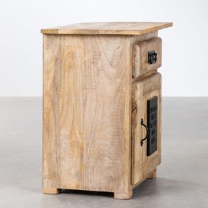 Mango Wood Nightstand <b>Side</b> <b>Table</b> Brown Bedside Cabinet Drawer <b>Storage</b> Cabinet for Bedroom Living Room - Product Image 2