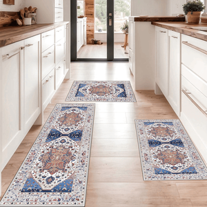 Boho 3-Piece Non-Slip <b>Kitchen</b> <b>Rug</b> Set Thick Washable Floor Mats <b>Runner</b> and Mats Durable <b>Kitchen</b> Flooring - Product Image 1
