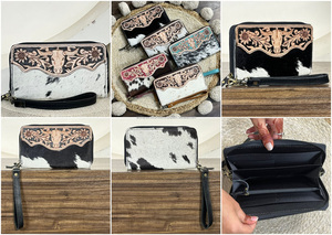 Bolso de Mano de Cuero Vacuno Genuino Hecho a Mano, con Diseño de Lujo, Múltiples Ranuras para Tarjetas y Cierre de Cremallera para Mujer, Expo Marzo 2026 - Product Image 3