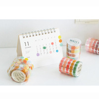 Rouleau d'autocollants ronds autocollants colorés 5cm X 3m pour agenda, carnet décoratif, scrapbooking, bricolage