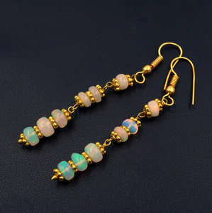 Ethiopian <b>Opal</b> Bead <b>Earrings</b>, 925 Silver & 14k Gold - Product Image 6