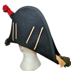 Sombrero Tricornio Estilo Inglés, Lana Negra, Bordado a Mano con Pompón Rojo y Azul, Sombrero de Fiesta de Invierno para Hombre Adulto, 56-58CM - Product Image 5