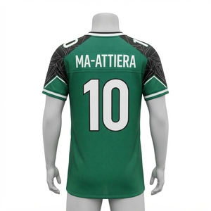 Maillot de football américain personnalisé pour homme, vert et noir, en mesh, uniforme d'équipe, vêtements de sport, col en V, maillot de match, vêtements sur mesure - Product Image 4