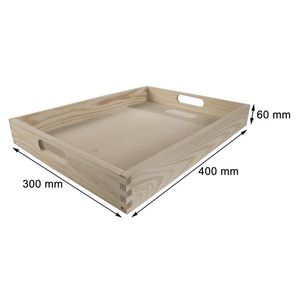 Bandeja de Madera Nature Touch, Rectangular, 300x400x60mm, Madera Natural Sólida, Diseño Minimalista y Duradero, Bandeja Decorativa - Product Image 1