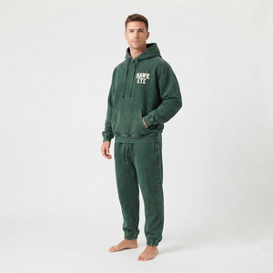 Conjunto de Sudadera con Capucha Oversize de Corte Relajado y Lavado Ácido para Hombre con Bolsillo Canguro y Hombros Caídos, y Pantalones de Chándal a Juego - Product Image 5
