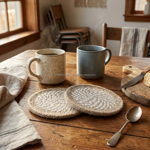 Eco Friendly Braided Fabric Drink <b>Coaster</b> 5 Inch <b>Heat</b> Resistant Coffee Mug Pad Modern Design for Caf Restaurant Hotel - Product Image 5