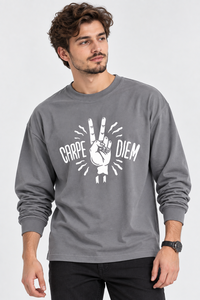 Unisex Breathable Eco-Friendly 220g Cotton <b>Long</b> <b>Sleeve</b> Crew Neck Oversized T-<b>Shirt</b> with Back Neck Logo - Product Image 2