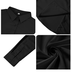 Blusas de Vestir Formales de Manga Larga para Mujer, Súper Suaves, Sin Arrugas, con Botones, de Tela Lisa Lavable - Product Image 3