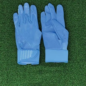 <b>Blue</b> Full Finger Baseball Batting Gloves With Breathable Synthetic <b>Material</b> Hook And Loop Closure For Adults Right Handed - Product Image 4
