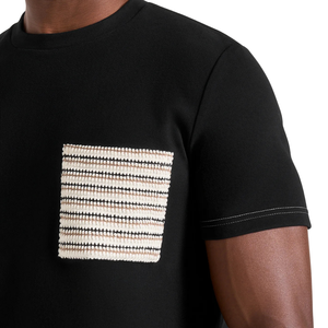 Mens O Neck Short Sleeve T <b>Shirt</b> Chest Patch Detail Contrast Stitching Regular Fit Casual Wholesale Custom OEM Cotton Jersey Tee - Product Image 6