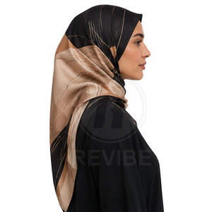 Lightweight Elegant <b>Women's</b> Square Silk <b>Head</b> <b>Scarves</b> for All Seasons with Breathable Fabric and Color Blocking Patterns - Product Image 2
