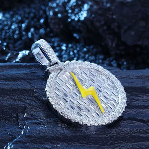 Colgante con temática de hip-hop plateado con microincrustaciones de cristal de imitación, dije redondo, regalo de joyería de moda para hombre - Product Image 3