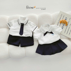Ensembles de vêtements pour enfants de haute qualité, garçons et filles, style uniforme scolaire tendance, ensembles de vêtements pour tout-petits, 2 pièces, noir et blanc - Product Image 5