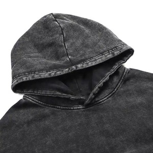 Wholesale Custom Heavyweight Acid Wash Winter Fleece Hoodie Men 100% Cotton Streetwear Oversized Vintage OEM ODM Manufacture - Product Image 2