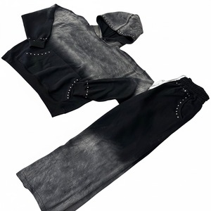 Survêtement d'hiver décontracté 100 % coton, délavé à l'acide, respirant, haute qualité, avec logo personnalisé, coupe classique pour homme - Product Image 1