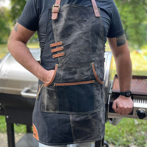 Delantal de Trabajo de Lona Encerada Resistente con Cierre de Cuero, para Chef, Barbacoa, Barista, Barbero, Carpintero, Protección para Taller, Impermeable - Product Image 2
