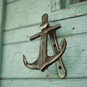 Timbre de puerta de hierro fundido con diseño de ancla, estilo costero tradicional, autoadhesivo, duradero, impermeable y ecológico, accesorio de entrada. - Product Image 4