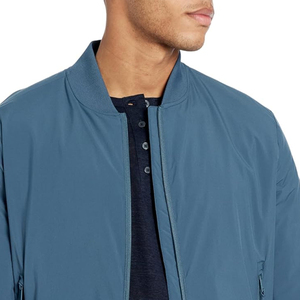Blouson bomber bleu pour homme, fermeture éclair sur le devant, col montant, coupe-vent, vêtement décontracté d'automne, matière polyester - Product Image 3