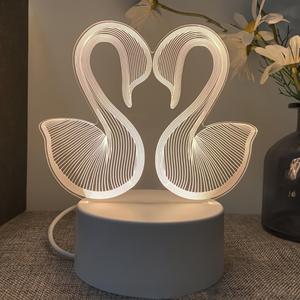 Lampe de nuit LED 3D Swan, à brancher, moderne, avec commande tactile, lampe de table colorée, lumière d'ambiance pour chambre à coucher, cadeau - Product Image 3