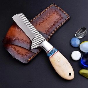 Nordic Forge Rasp Steel Cowboy Bull Cutter <b>Knife</b> With <b>Bone</b> & Turquoise <b>Handle</b> - Horizontal Carry Leather Sheath EDC <b>Knife</b> OEM - Product Image 5
