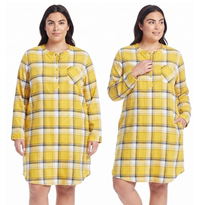 100% Cotton <b>Flannel</b> Plaid Night Long <b>Shirt</b> Women Oversized Button Down <b>Flannel</b> <b>Shirts</b> <b>Ladies</b> Night Sleep <b>Flannel</b> <b>Shirt</b> Women's - Product Image 4