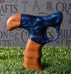 Handmade Epoxy <b>Resin</b> Walking Stick <b>Sculpted</b> Handle Wooden Cane Irregular Shape Artistic Craftsmanship - Product Image 3