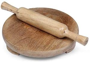 Rodillo de madera natural con tabla para amasar, para hornear masa de pizza, chapati, juego de herramientas esenciales de cocina - Product Image 2