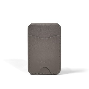 Hot Item Factory Direct Castello Magsafe RFID Saffiano Leather <b>Wallet</b> Open Magnetic Card Holder <b>Metal</b> Stand Brown Grey Navy - Product Image 2