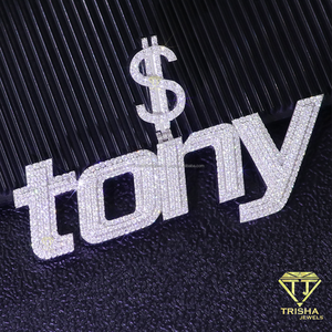 Joyería al por mayor con letras de dinero de moissanita y diamantes, diseño de símbolo de dólar con cobertura de piedras brillantes y estilo de colgante de lujo - Product Image 2